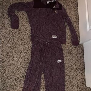 PINK Victoria Secret burgundy sweatsuit.